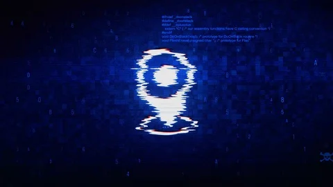 Location Map Symbol Digital Pixel Noise Error Animation. Stock Footage 116057755