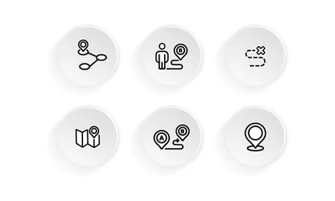 Location map travelling icon set. Vector on isolated white background. EPS 10 Stock Illustration