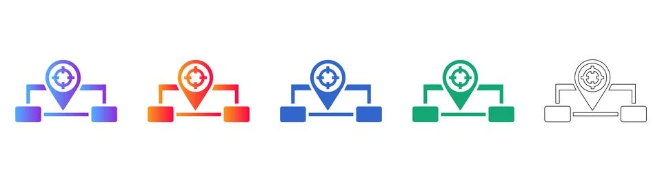Location Mapping and Network Icons Set Stock Illustration
