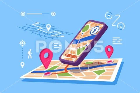 Location maps online application Stock Illustration