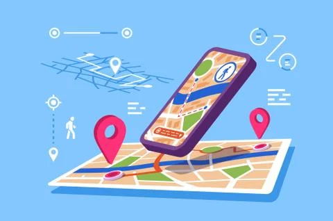 Location maps online application Stock Illustration