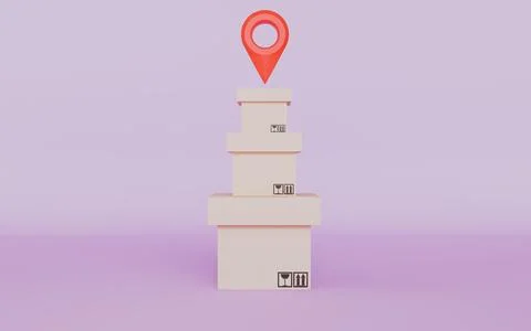 Location mark and Parcel box, Logistics and distribution Stock Illustration