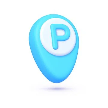 Location mark, destination pointer with letter P. Parking sign. Creative modern Stock Illustration