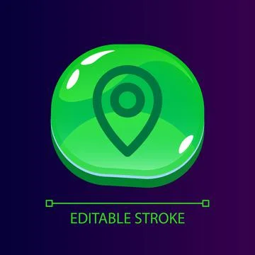 Location mark glossy ui button with linear icon Stock Illustration