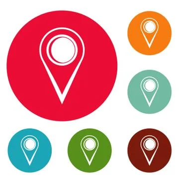 Location mark icons circle set vector Stock Illustration