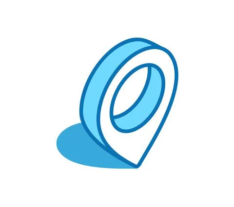 Location mark isometric icon. Position, locality 3D line symbol. Stock Illustration