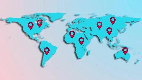 Location marker animtion on the earth ma... | Stock Video | Pond5