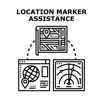 Location marker assistance concept with global navigation system Stock Illustration