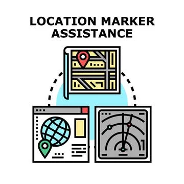 Location marker assistance concept with global navigation system Stock Illustration