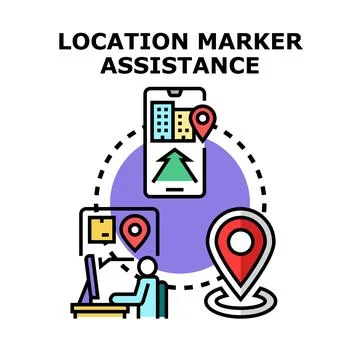 Location marker assistance providing navigation and delivery services Stock Illustration