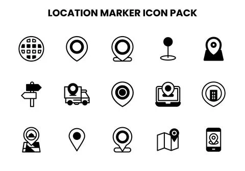 Location Marker DuoTone Vector Icons Pack Stock Illustration