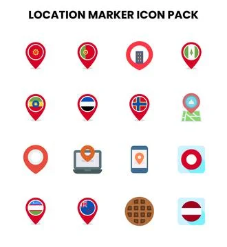 Location Marker Flat Graphics Icons Pack Stock Illustration