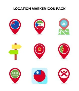 Location Marker Flat Graphics Icons Pack Illustrazione stock