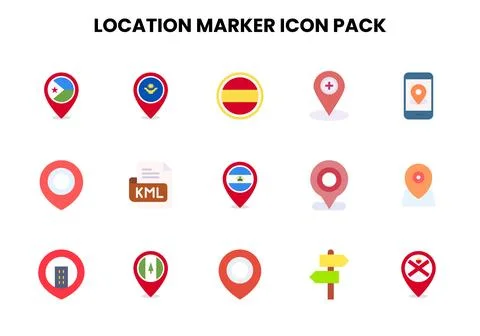 Location Marker Flat Scalable Icons Pack Stock Illustration