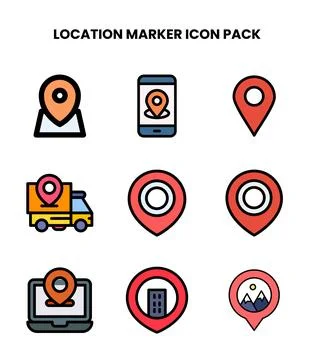Location Marker Lineal Color Bundle Icons Pack Ilustración de archivo