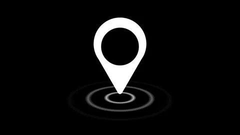 Location marker pin icon on black background with radiating signal waves fo.. Stock Footage 331531092
