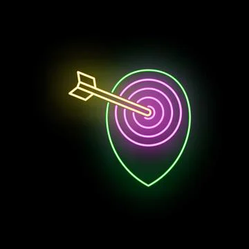 Location marker target aim with neon arrow Stock Illustration