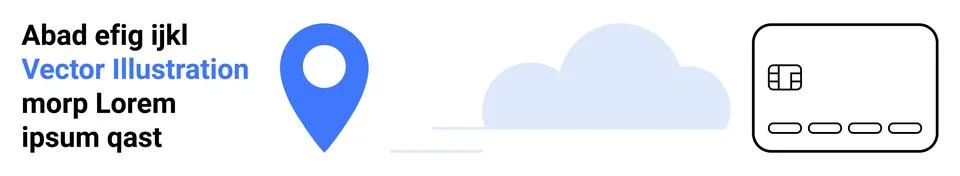 Location Marker with Text Elements and Cloud Icon for Information Display Stock Illustration