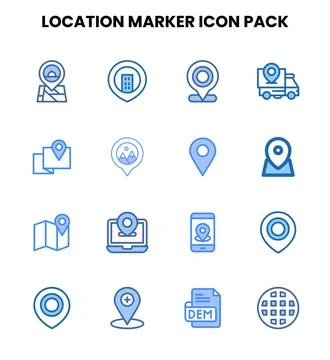 Location Marker Two Colour Scalable Icons Pack Illustrazione stock
