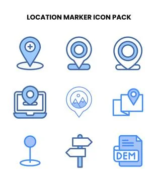 Location Marker Two Colour Vector Icons Pack 스톡 일러스트