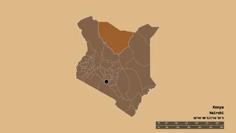 Location of Marsabit, county of Kenya. Pattern Stock Illustration