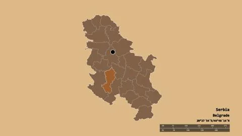 Location of Moravicki, district of Serbia. Pattern Stock Illustration