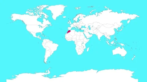 Location of Morocco on world map animation.Silhouette map of Morocco 스톡 동영상 309999642