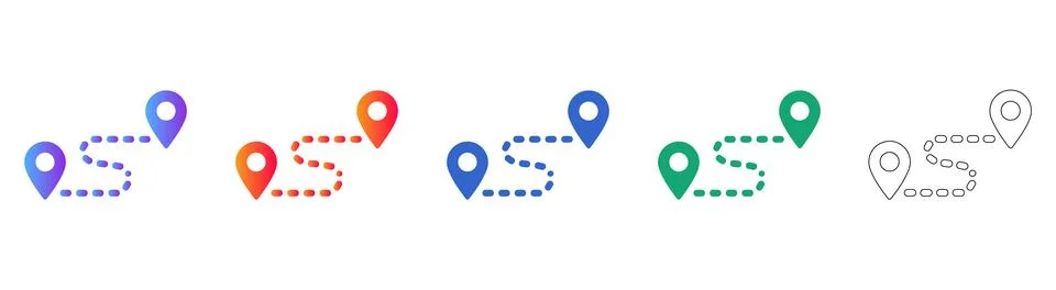 Location Navigation Map Pin Icons Set Stock Illustration