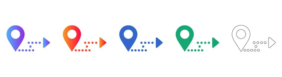 Location Navigation Path and Route Icons Illustrazione stock
