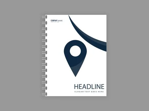 Location. Notebook cover with location icon pattern Stock Illustration