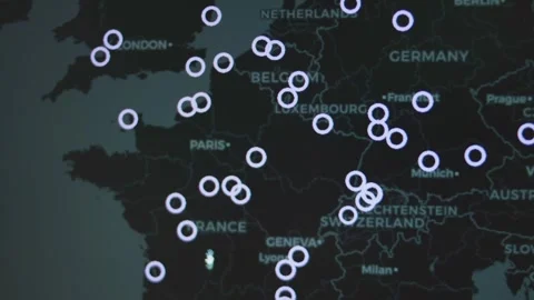 Location of Nuclear Powerplants throughout the territory of European countries Stock Footage 273040653