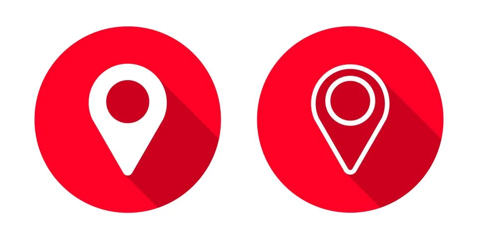 Location or pointer icon with long shadow vector Stock Illustration