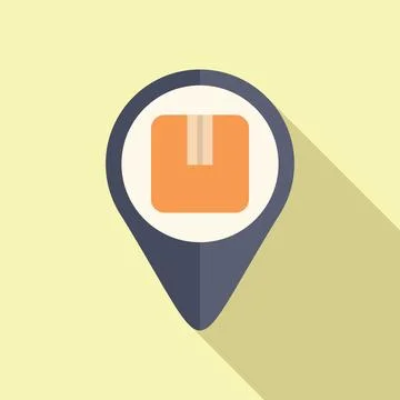 Location parcel order icon flat vector. Store gift marketing Stock Illustration