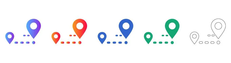 Location Path and Navigation Icon Set Stock Illustration