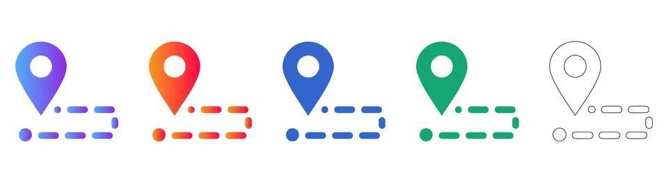 Location Path Tracking Icon Set Stock Illustration