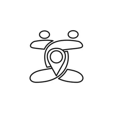 Location people Commitment Teamwork Together Outline Logo Illustrazione stock