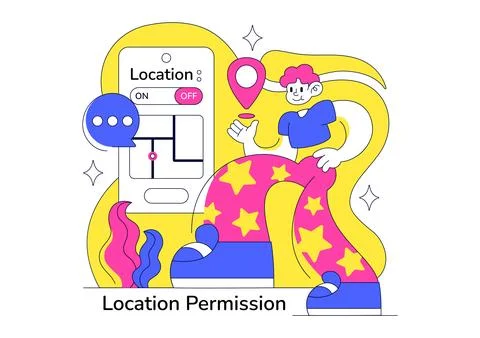 Location Permission Vector Illustration featuring Smartphone GPS Access, Pr.. Stock Illustration