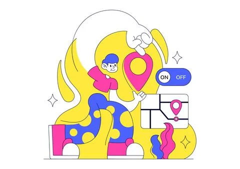 Location Permission Vector Illustration featuring Smartphone GPS Access, Pr.. Stock Illustration