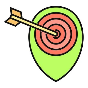 Location pin aiming target with arrow hitting bullseye Stock Illustration
