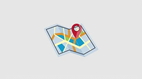 Location pin and map icon motion graphics animation with alpha channel, trans Video stock 206763473