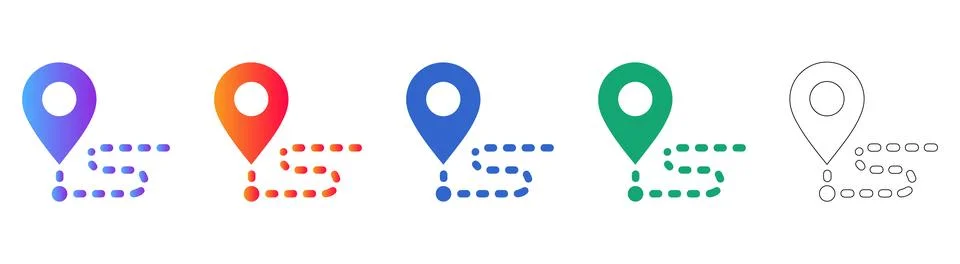 Location Pin and Route Path Icons Illustrazione stock
