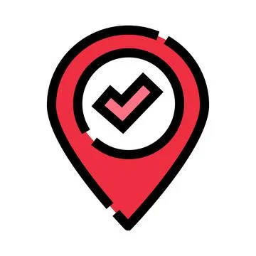 Location pin check mark icon for gps navigation 스톡 일러스트