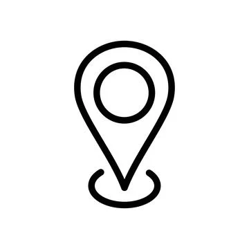 Location pin with circle, linear style icon. specific geographic location with a Stock Illustration