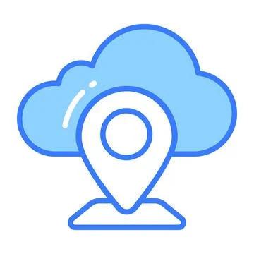 Location pin with cloud, concept vector of cloud map Illustrazione stock