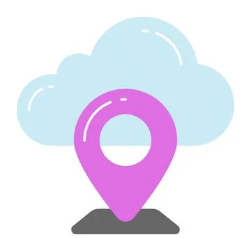 Location pin with cloud, concept vector of cloud map Illustrazione stock