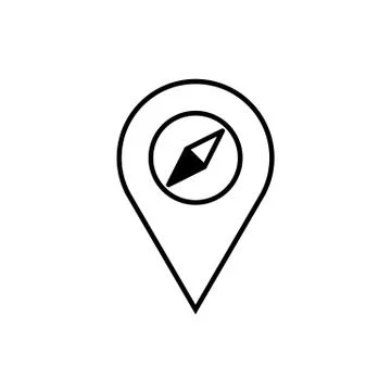 Location Pin Compass Adventure Thin Line Icon Design Illustrazione stock