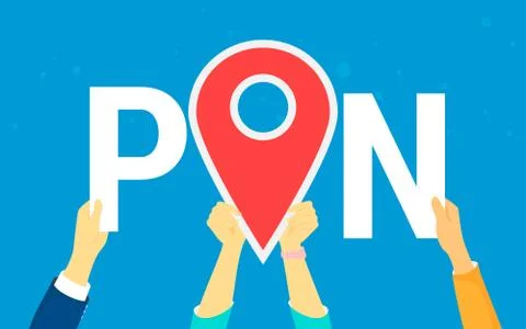 Location pin concept vector illustration of happy young people using maps Illustrazione stock
