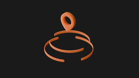 Location pin with dynamic ribbons. 3d render icon in isometric view. 스톡 일러스트