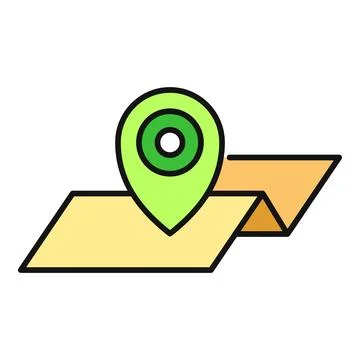 Location pin on folded paper map icon Stock Illustration