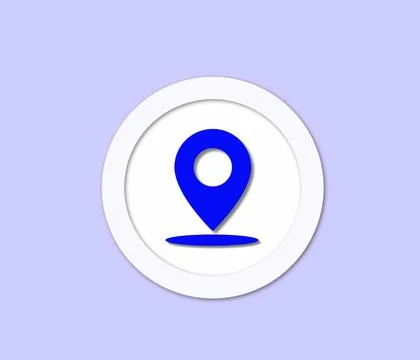 Location pin icon centered on a solid purple background. Stock Illustration